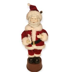Vintage Musical & Light Up Candle Porcelain Christmas Santa Made Taiwan Decor
